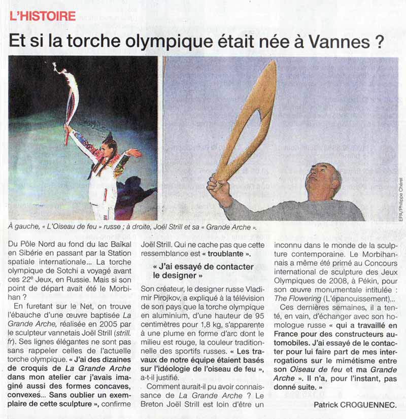 La sculpture torche des jeux olympiques d' hiver de Sotchi 2014, serait-elle née à Vannes?